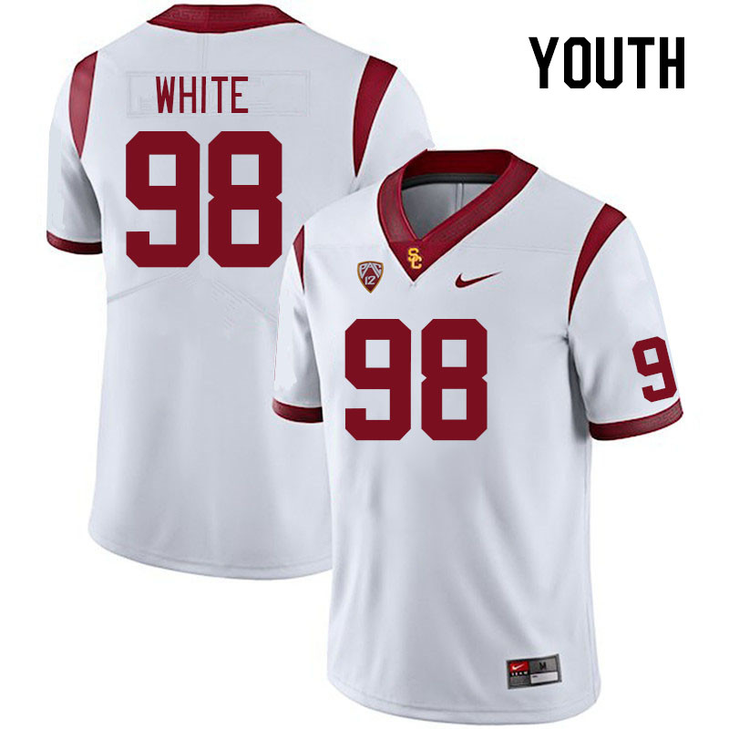 Youth #98 Garth White USC Trojans College Football Jerseys Stitched Sale-White